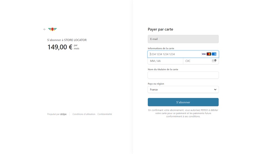 Stripe bank card payment